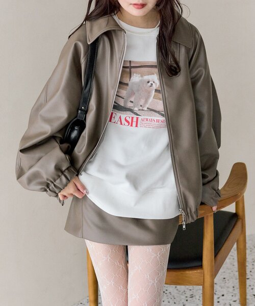 mystic(ミスティック)の「【SET UPスタイルにも◎】バルーンスリーブフェイクレザーブルゾン(ブルゾン・レディース・キャメル/アイボリー/ブラウン・FREE)」の12枚目の写真