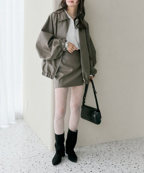 mystic(ミスティック)の「【SET UPスタイルにも◎】バルーンスリーブフェイクレザーブルゾン(ブルゾン・レディース・キャメル/アイボリー/ブラウン・FREE)」の6枚目の写真