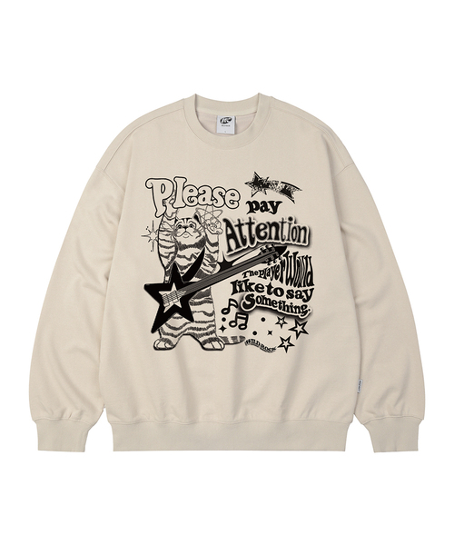 WILDROCK(ワイルドロック)の「ロックンロールニャンオーバーサイズスウェット_9 COL(スウェット・メンズ・ブラック/ベージュ/ネイビー/ブラウン/ピンク/ブルー/アイボリー/ダークグレー/チャコール・MEDIUM/LARGE/SMALL)」の6枚目の写真