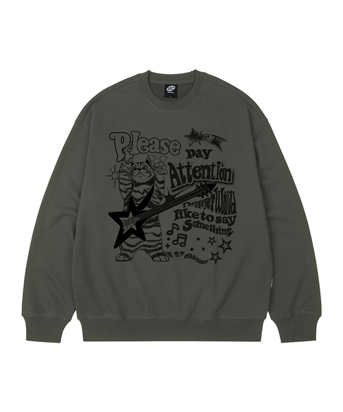 WILDROCK(ワイルドロック)の「ロックンロールニャンオーバーサイズスウェット_9 COL(スウェット・メンズ・ブラック/ベージュ/ネイビー/ブラウン/ピンク/ブルー/アイボリー/ダークグレー/チャコール・MEDIUM/LARGE/SMALL)」の4枚目の写真
