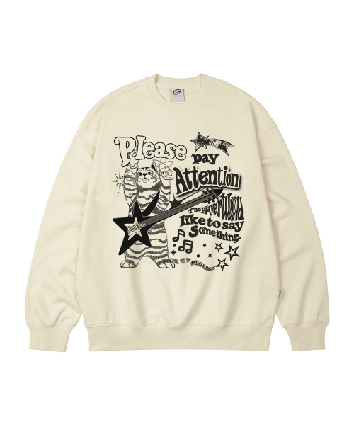 WILDROCK(ワイルドロック)の「ロックンロールニャンオーバーサイズスウェット_9 COL(スウェット・メンズ・ブラック/ベージュ/ネイビー/ブラウン/ピンク/ブルー/アイボリー/ダークグレー/チャコール・MEDIUM/LARGE/SMALL)」の10枚目の写真