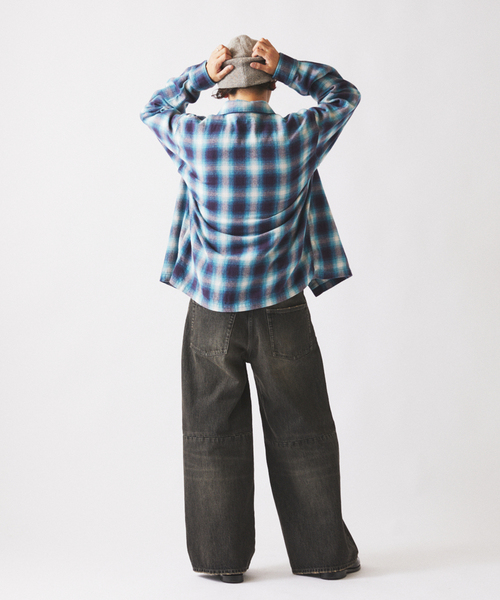 JOURNAL STANDARD relume（ジャーナルスタンダード　レリューム）の「USAコットン ネル オンブレチェック シャツ（シャツ/ブラウス・メンズ・ブラック/イエロー/ブルー系その他・LARGE/MEDIUM）」の14枚目の写真