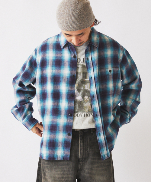 JOURNAL STANDARD relume（ジャーナルスタンダード　レリューム）の「USAコットン ネル オンブレチェック シャツ（シャツ/ブラウス・メンズ・ブラック/イエロー/ブルー系その他・LARGE/MEDIUM）」の15枚目の写真