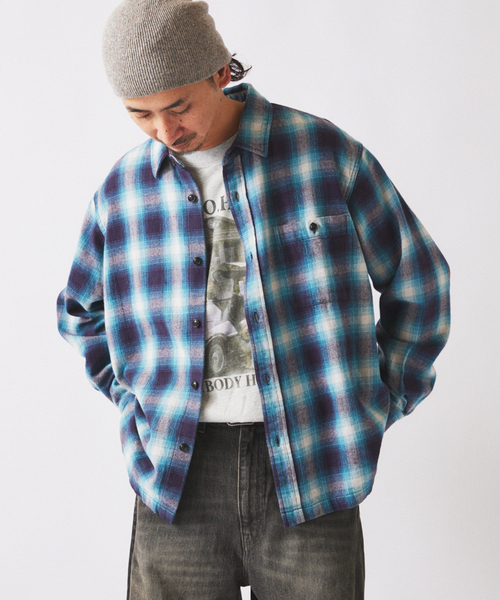 JOURNAL STANDARD relume（ジャーナルスタンダード　レリューム）の「USAコットン ネル オンブレチェック シャツ（シャツ/ブラウス・メンズ・ブラック/イエロー/ブルー系その他・LARGE/MEDIUM）」の17枚目の写真