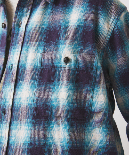 JOURNAL STANDARD relume（ジャーナルスタンダード　レリューム）の「USAコットン ネル オンブレチェック シャツ（シャツ/ブラウス・メンズ・ブラック/イエロー/ブルー系その他・LARGE/MEDIUM）」の18枚目の写真