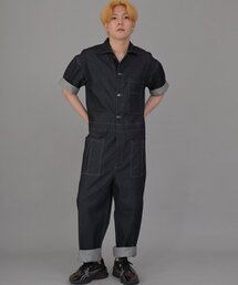 SAINTCREW（セントクルー）の「Overround Tapered Short Sleeve Cargo Jumpsuit OT-502CS Indigo Denim（つなぎ/オールインワン・メンズ）」