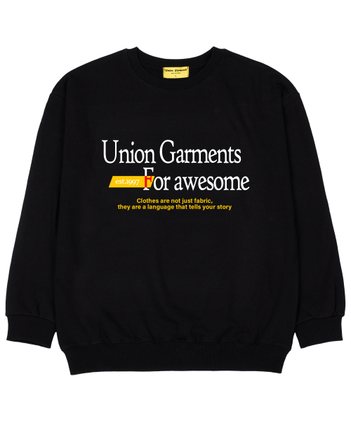 Union Garments(ユニオンガーメンツ)の「ポーラサムガーメンツ 裏毛 オーバーサイズ スウェットシャツ ブラック(スウェット・レディース・その他・MEDIUM/LARGE/X-LARGE/XX-LARGE)」の1枚目の写真