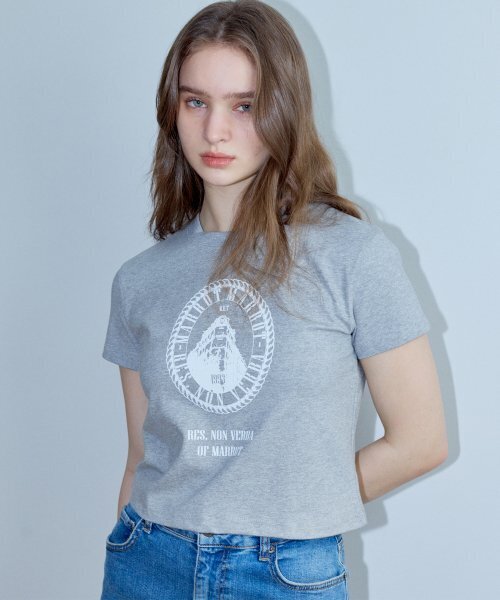 MARROT（マロット）の「フレンチクロップTシャツ_グレー（Tシャツ/カットソー・レディース・その他・FREE）」の2枚目の写真