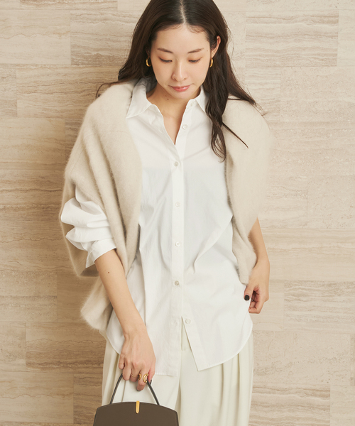 plage(プラージュ)の「CLEAN COTTON シャツ(シャツ/ブラウス・レディース・ホワイト/エメラルドブルー・FREE)」の1枚目の写真