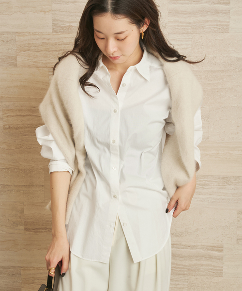 plage(プラージュ)の「CLEAN COTTON シャツ(シャツ/ブラウス・レディース・ホワイト/エメラルドブルー・FREE)」の3枚目の写真