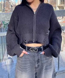 repipi armario | ダメージニットZIPパーカー(ニット/セーター)