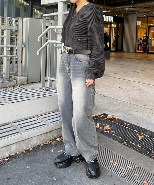 repipi armario（レピピ アルマリオ）の「ダメージニットZIPパーカー（ニット/セーター・キッズ・ライトグレー/ピンク/チャコールグレー・LARGE/SMALL/MEDIUM）」の13枚目の写真