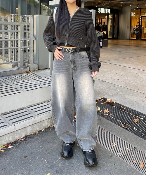 repipi armario（レピピ アルマリオ）の「ダメージニットZIPパーカー（ニット/セーター・キッズ・ライトグレー/ピンク/チャコールグレー・LARGE/SMALL/MEDIUM）」の15枚目の写真