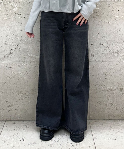 archives（アルシーヴ）の「ストレートフレアデニム（デニムパンツ・レディース・ブラック/ロイヤルブルー・SMALL/MEDIUM）」の3枚目の写真