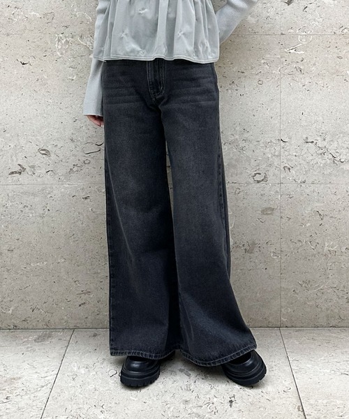 archives（アルシーヴ）の「ストレートフレアデニム（デニムパンツ・レディース・ブラック/ロイヤルブルー・SMALL/MEDIUM）」の5枚目の写真
