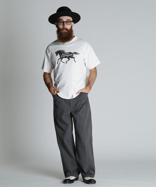 Schott(ショット)の「Schott/ショット/AMERICAN ORIGINAL HORSE T-SHIRT/アメリカンオリジナル ホース Tシャツ(Tシャツ/カットソー・メンズ・ブラック/ホワイト/ブラウン・M/L/XL/2XL)」の8枚目の写真