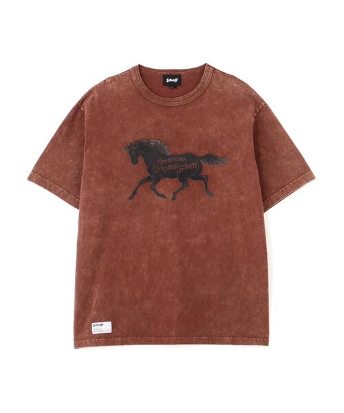 Schott(ショット)の「Schott/ショット/AMERICAN ORIGINAL HORSE T-SHIRT/アメリカンオリジナル ホース Tシャツ(Tシャツ/カットソー・メンズ・ブラック/ホワイト/ブラウン・M/L/XL/2XL)」の11枚目の写真