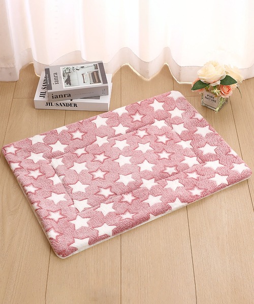 セール】12D35-TJ ふわふわ 星柄 スクエアペットマット 49×32（ペット