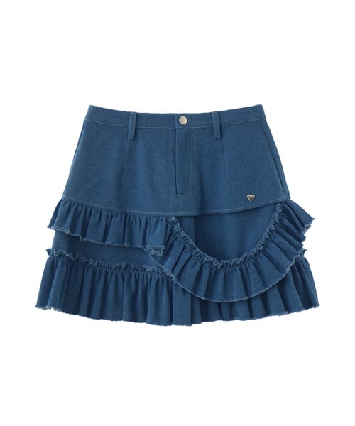 idem(イデム)の「damage frill denim mini skirt / ダメージフリルデニムミニスカート(スカート・レディース・ブルー/ネイビー・FREE)」の4枚目の写真