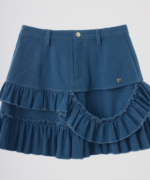 idem(イデム)の「damage frill denim mini skirt / ダメージフリルデニムミニスカート(スカート・レディース・ブルー/ネイビー・FREE)」の5枚目の写真