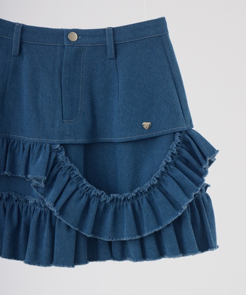 idem(イデム)の「damage frill denim mini skirt / ダメージフリルデニムミニスカート(スカート・レディース・ブルー/ネイビー・FREE)」の6枚目の写真