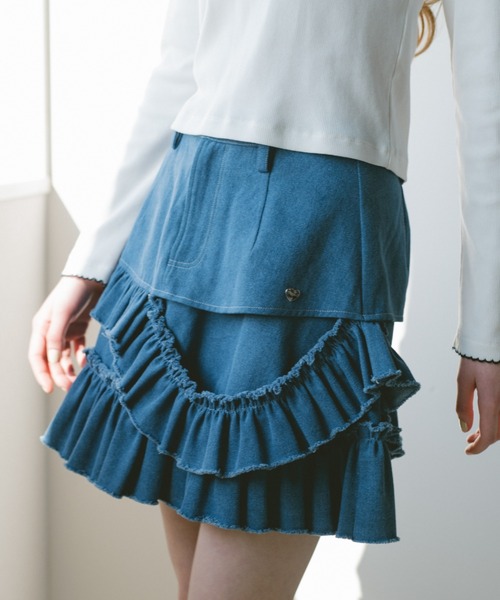 idem(イデム)の「damage frill denim mini skirt / ダメージフリルデニムミニスカート(スカート・レディース・ブルー/ネイビー・FREE)」の13枚目の写真