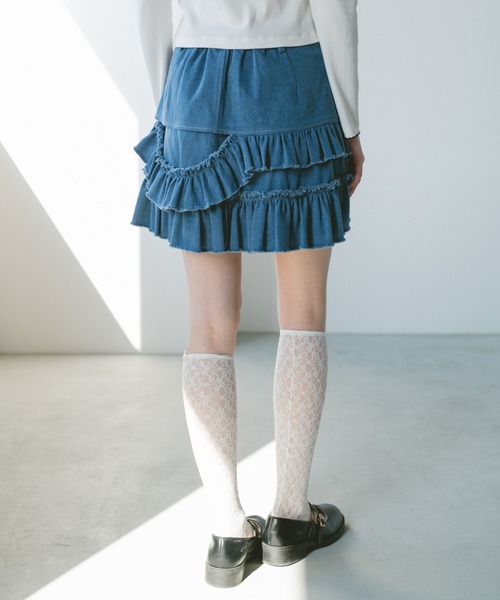 idem(イデム)の「damage frill denim mini skirt / ダメージフリルデニムミニスカート(スカート・レディース・ブルー/ネイビー・FREE)」の16枚目の写真