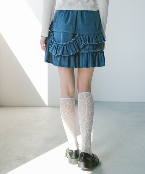 idem(イデム)の「damage frill denim mini skirt / ダメージフリルデニムミニスカート(スカート・レディース・ブルー/ネイビー・FREE)」の17枚目の写真