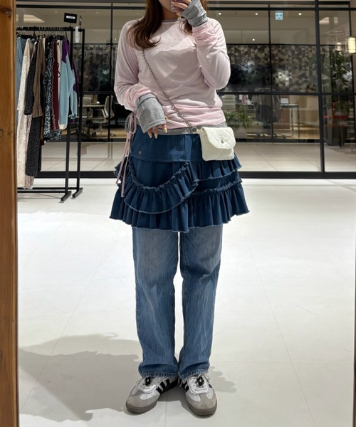 damage frill denim mini skirt / ダメージフリルデニムミニスカート