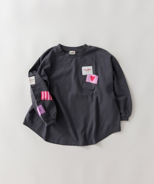 DRC branshes(ディーアールシーブランシェス)の「【WEB限定/DRC】ワッペン長袖Tシャツ(Tシャツ/カットソー・キッズ・チャコールグレー/オフホワイト/ピンク/ブルーグレー/その他・130/140/120/150/110/100)」の2枚目の写真
