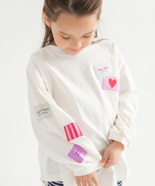 DRC branshes(ディーアールシーブランシェス)の「【WEB限定/DRC】ワッペン長袖Tシャツ(Tシャツ/カットソー・キッズ・チャコールグレー/オフホワイト/ピンク/ブルーグレー/その他・130/140/120/150/110/100)」の14枚目の写真