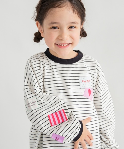 DRC branshes(ディーアールシーブランシェス)の「【WEB限定/DRC】ワッペン長袖Tシャツ(Tシャツ/カットソー・キッズ・チャコールグレー/オフホワイト/ピンク/ブルーグレー/その他・130/140/120/150/110/100)」の10枚目の写真