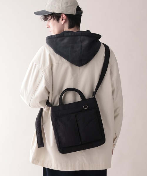 RAGEBLUE（レイジブルー）の「2WAY DOUBLE POCKET SHOLDER BAG / ダブルポケットショルダーバッグ（ショルダーバッグ・メンズ・ブラック系その他/カーキ/ブラック・ONE SIZE）」の6枚目の写真