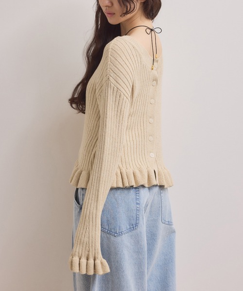 ADAM ET ROPE'（アダムエロペ）の「【WEB限定】2WAYフリルリブカーディガン（カーディガン/ボレロ・レディース・ブラック/ブルー系その他4/ホワイト系その他5・FREE）」の4枚目の写真