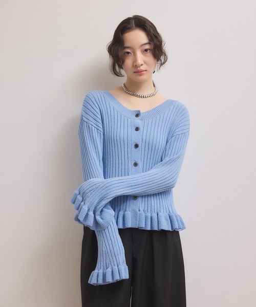 ADAM ET ROPE'（アダムエロペ）の「【WEB限定】2WAYフリルリブカーディガン（カーディガン/ボレロ・レディース・ブラック/ブルー系その他4/ホワイト系その他5・FREE）」の9枚目の写真