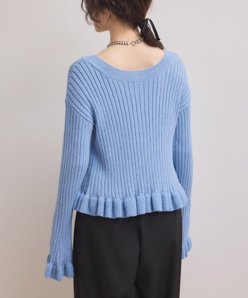 ADAM ET ROPE'（アダムエロペ）の「【WEB限定】2WAYフリルリブカーディガン（カーディガン/ボレロ・レディース・ブラック/ブルー系その他4/ホワイト系その他5・FREE）」の12枚目の写真