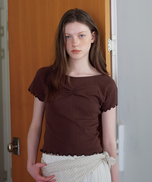 BUT'TON(ボッタン)の「Punching Lace T-Shirts (Brown)(Tシャツ/カットソー・レディース・その他・FREE)」の2枚目の写真