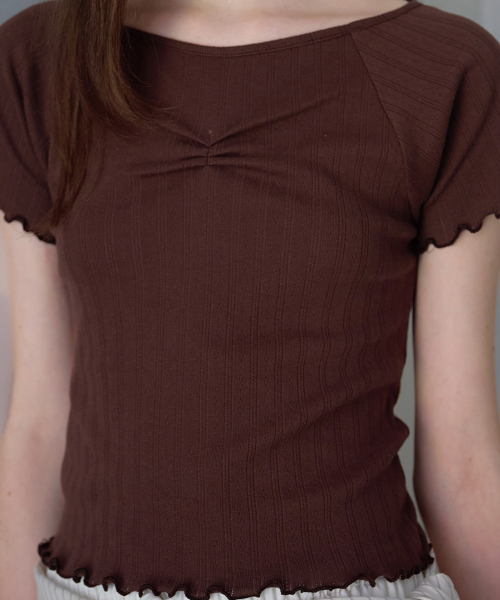 BUT'TON(ボッタン)の「Punching Lace T-Shirts (Brown)(Tシャツ/カットソー・レディース・その他・FREE)」の3枚目の写真
