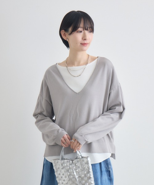 Paradise Picnic(パラダイスピクニック)の「cloche 天竺編みニットセット(ニット/セーター・レディース・ブラック/グレイッシュベージュ・FREE)」の13枚目の写真