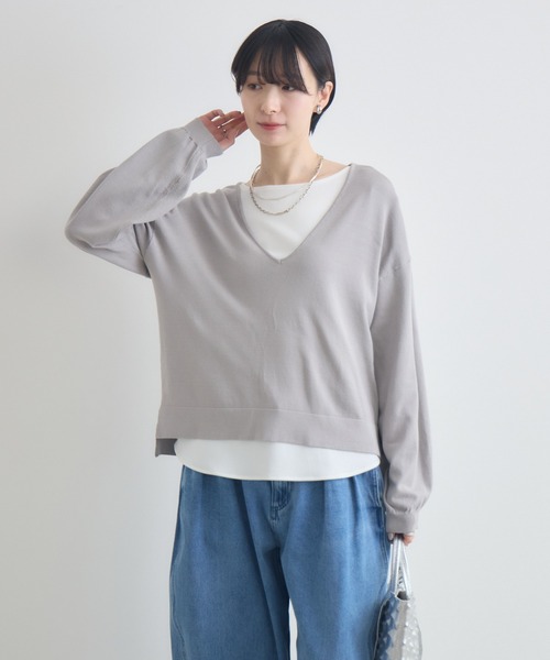 Paradise Picnic(パラダイスピクニック)の「cloche 天竺編みニットセット(ニット/セーター・レディース・ブラック/グレイッシュベージュ・FREE)」の14枚目の写真