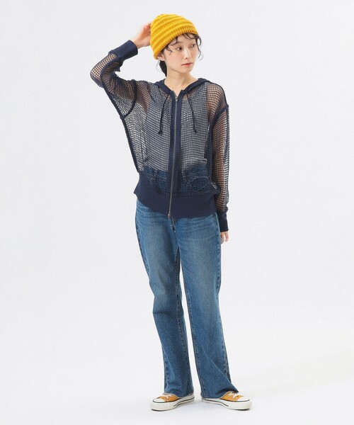 BEAMS BOY（ビームスボーイ）の「ビッグ メッシュ フーディー（パーカー・レディース・オフホワイト/ブラウン/ネイビー・ONE SIZE）」の13枚目の写真