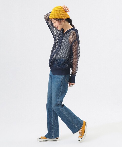 BEAMS BOY（ビームスボーイ）の「ビッグ メッシュ フーディー（パーカー・レディース・オフホワイト/ブラウン/ネイビー・ONE SIZE）」の14枚目の写真