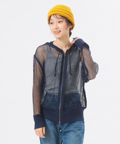 BEAMS BOY（ビームスボーイ）の「ビッグ メッシュ フーディー（パーカー・レディース・オフホワイト/ブラウン/ネイビー・ONE SIZE）」の19枚目の写真