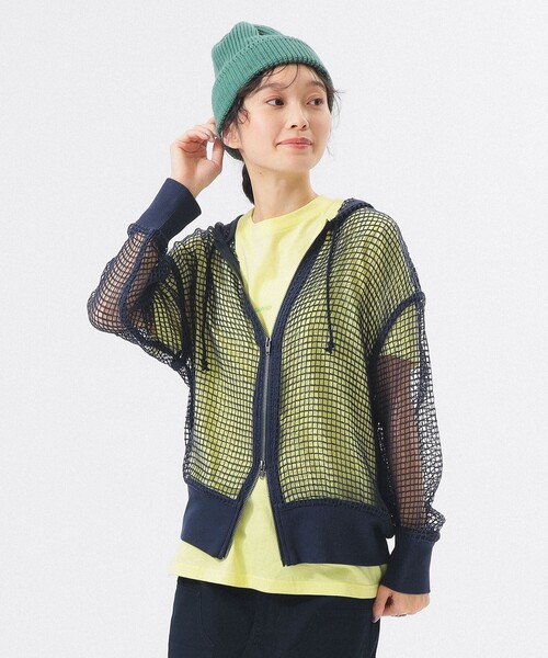 BEAMS BOY（ビームスボーイ）の「ビッグ メッシュ フーディー（パーカー・レディース・オフホワイト/ブラウン/ネイビー・ONE SIZE）」の20枚目の写真