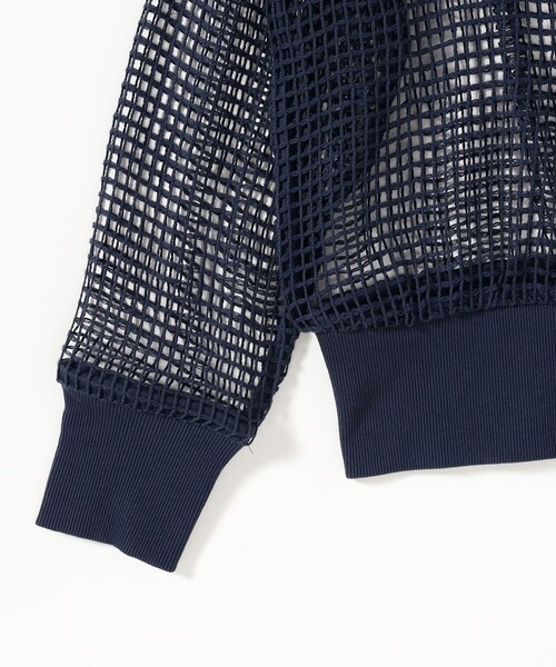 BEAMS BOY（ビームスボーイ）の「ビッグ メッシュ フーディー（パーカー・レディース・ネイビー/オフホワイト/ブラウン・ONE SIZE）」の9枚目の写真