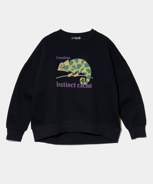 CUBE SUGAR（キューブシュガー）の「CUBE SUGAR/キューブシュガー　裏起毛アニマルプリントPO（スウェット・レディース・ナチュラル/ブラック/カーキ・FREE）」の2枚目の写真