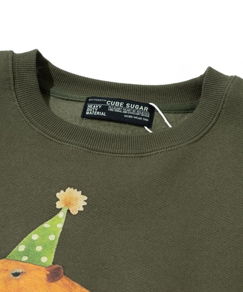 CUBE SUGAR（キューブシュガー）の「CUBE SUGAR/キューブシュガー　裏起毛アニマルプリントPO（スウェット・レディース・ナチュラル/ブラック/カーキ・FREE）」の4枚目の写真