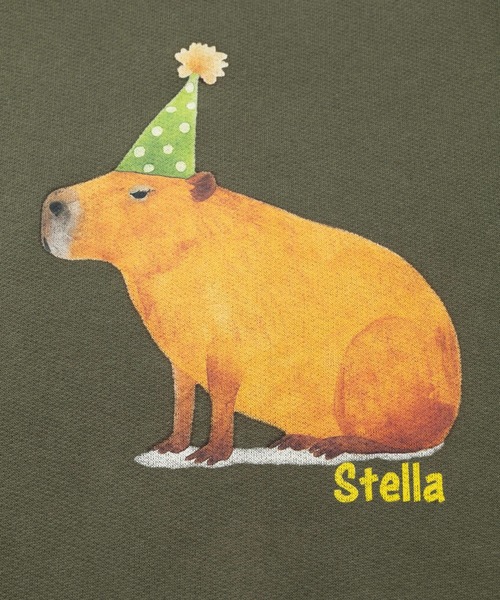 CUBE SUGAR（キューブシュガー）の「CUBE SUGAR/キューブシュガー　裏起毛アニマルプリントPO（スウェット・レディース・ナチュラル/ブラック/カーキ・FREE）」の5枚目の写真