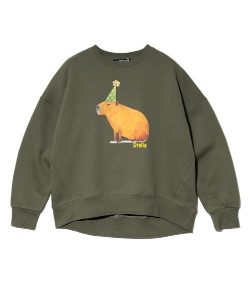 CUBE SUGAR（キューブシュガー）の「CUBE SUGAR/キューブシュガー　裏起毛アニマルプリントPO（スウェット・レディース・ナチュラル/ブラック/カーキ・FREE）」の10枚目の写真