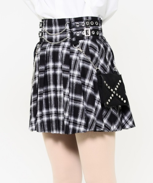 TRAVAS TOKYO/トラバス トーキョー』ポーチ付きチェック柄プリーツ